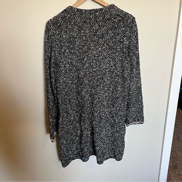 Talbots Women Marled Black White Silver Longline Sweater Cardigan - Picture 3 of 13